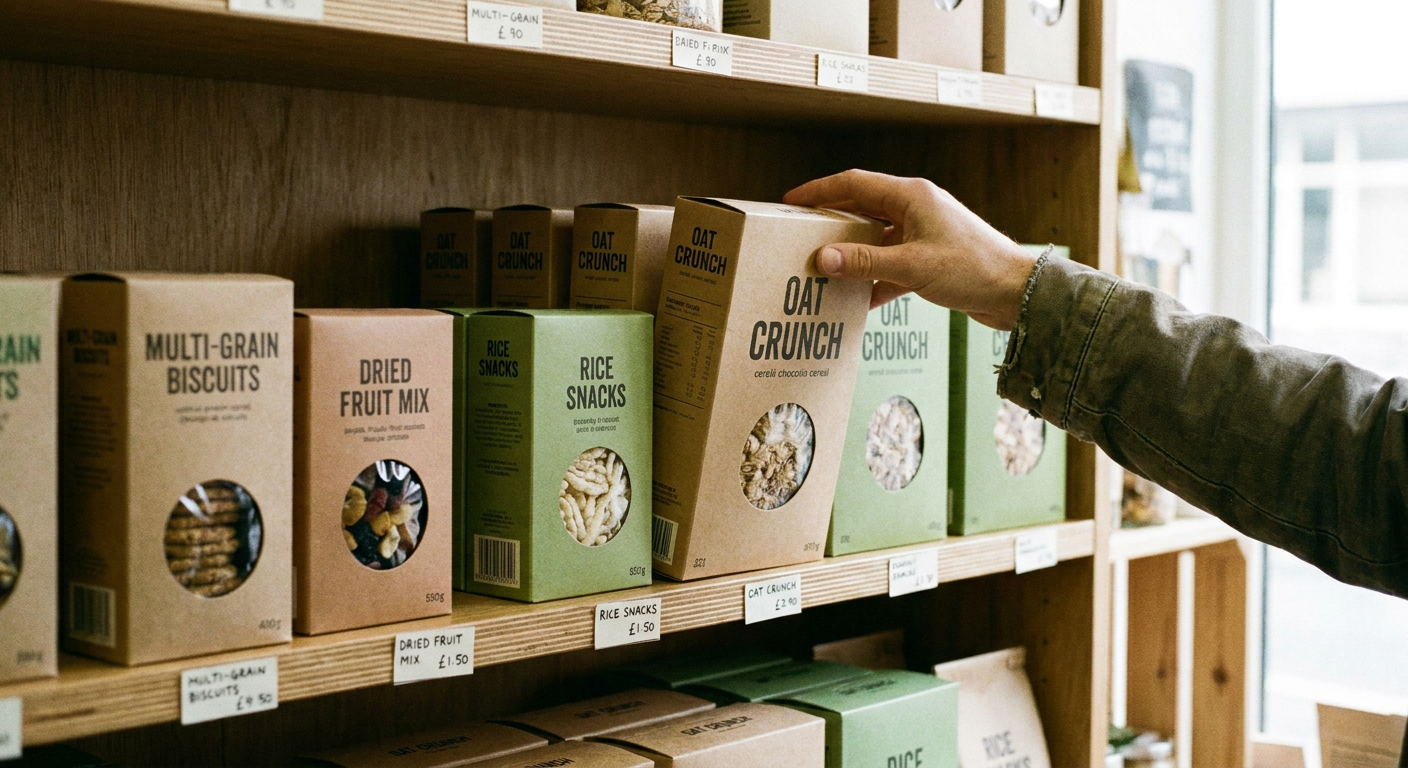 Marchandisage de produits d'épicerie en tablette
